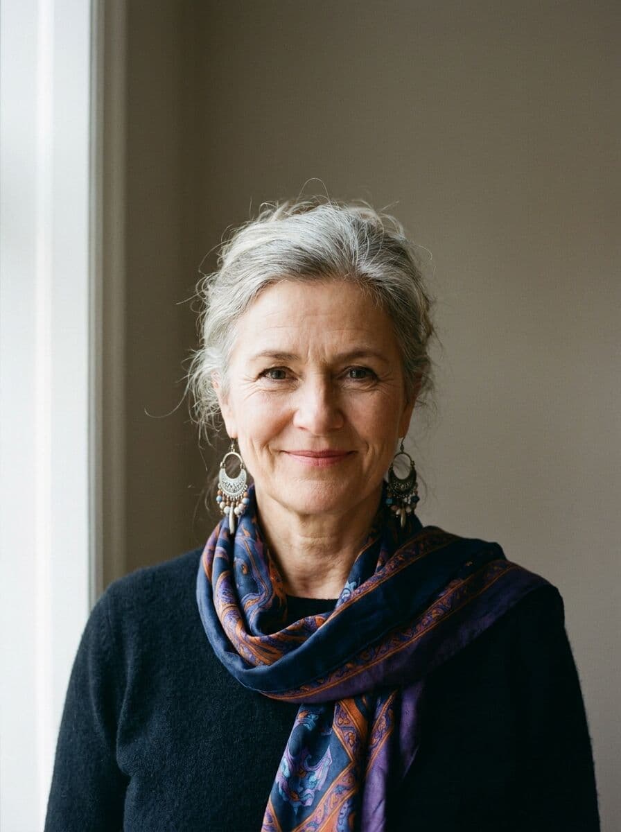 Casting portrait generated in the platform: Mette Hansen, woman 55+, charismatic and a little bohemian