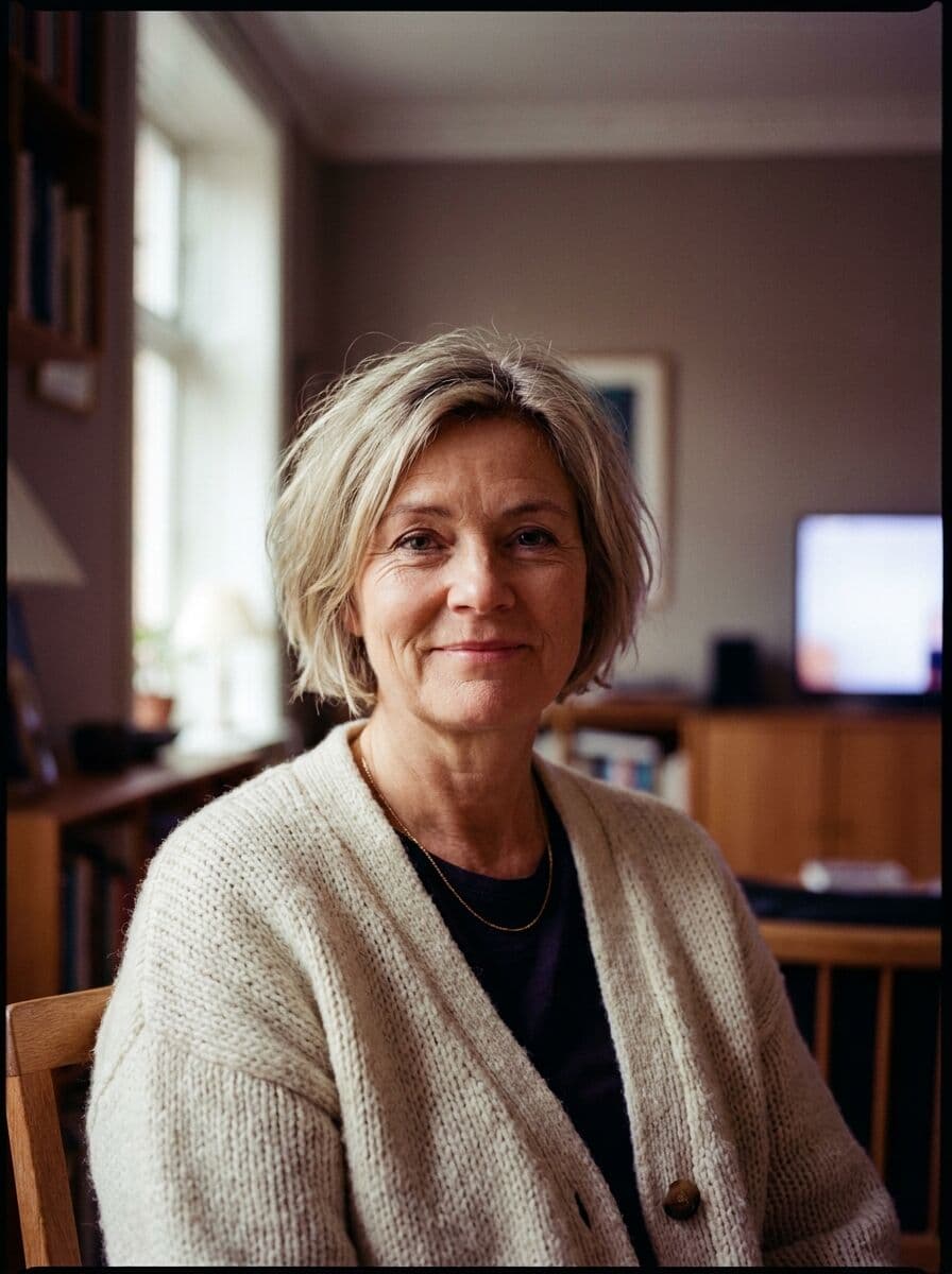 Casting-portræt genereret i platformen: Lise Mikkelsen, kvinde 55+, karismatisk og lidt boheme